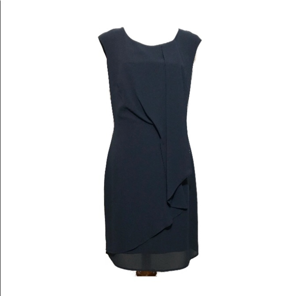Sleeveless Draped Midi Dress in Navy